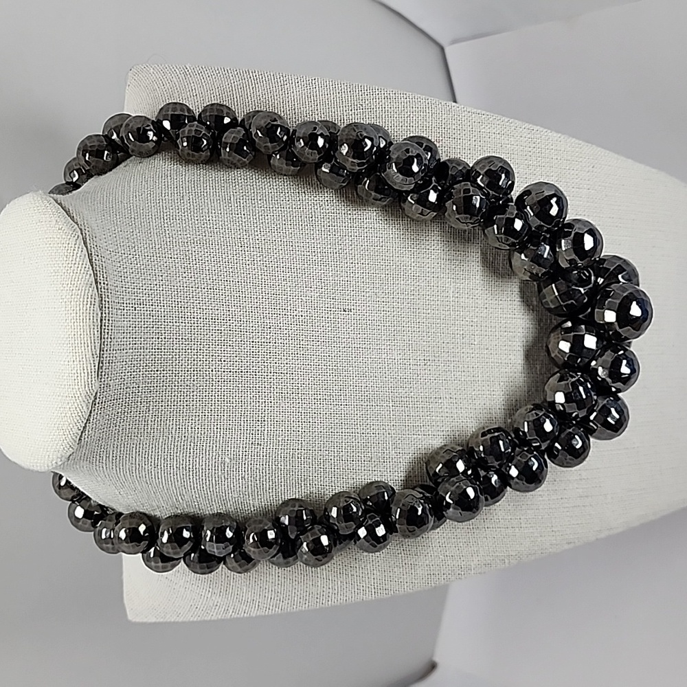 Black Round ⚫️ Faceted Bead Statement Necklace
